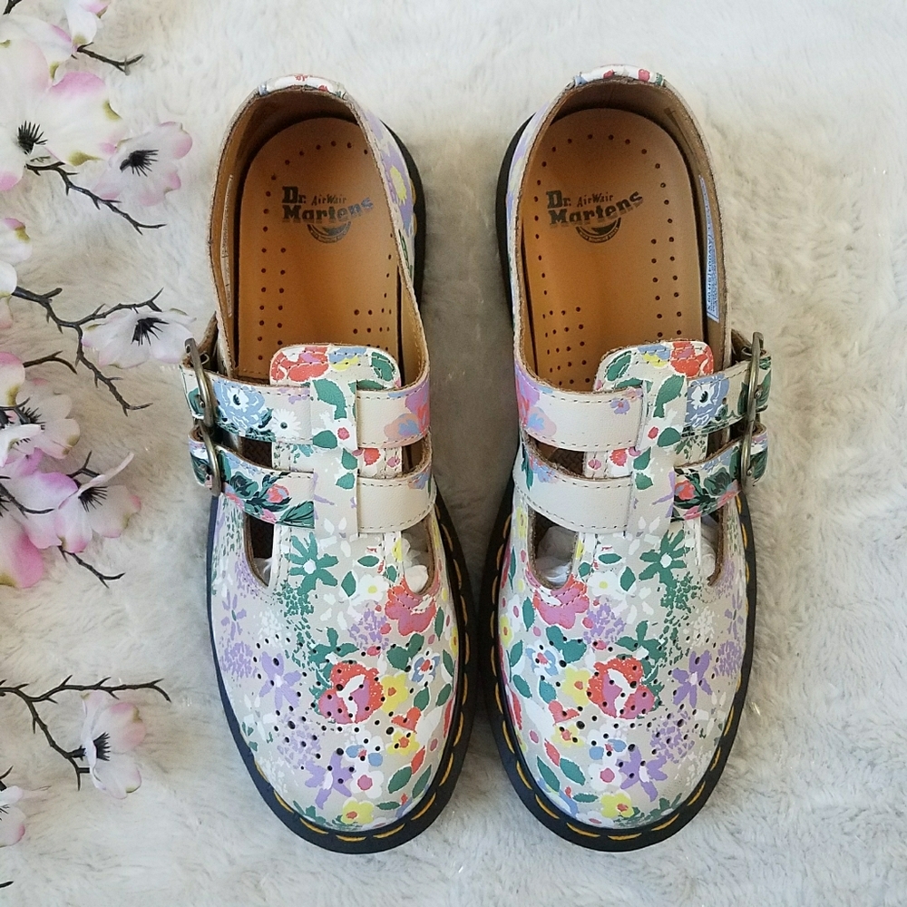 Dr. Martens 8065 Floral Mash Up Leather Mary Jane Shoes - Picture 3 of 8